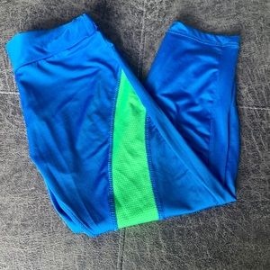 Get A Grip! Blue and Neon Green Workout Leggings!